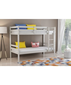 LETTO A CASTELLO "LIONE" IN PINO MASSELLO BIANCO 90X190X150 CM